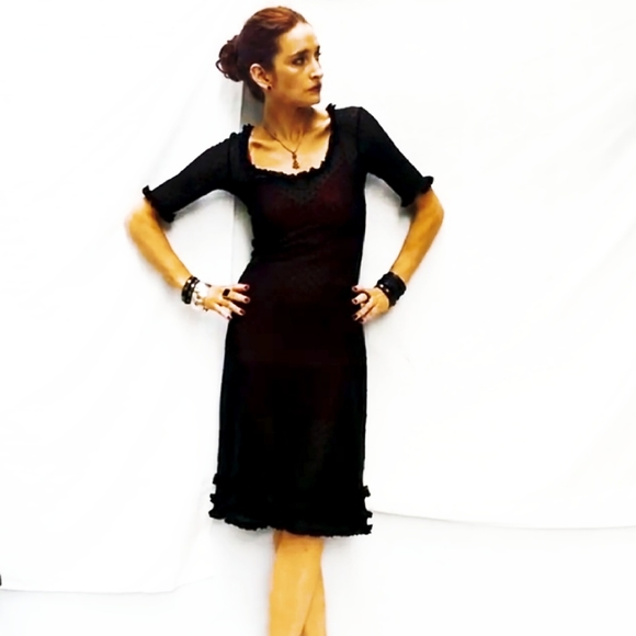 Vintage Betsy Johnson Y2K Black Mesh/Lace Dress - Picture 2 of 9
